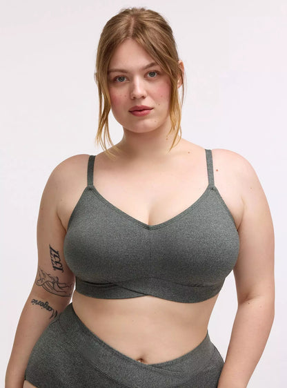 Lightly Lined Heather Cross Front Bralette