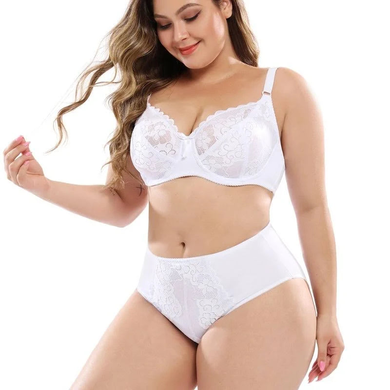 Bianca Plus Size Floral Lace Underwire Bra & Brief Set