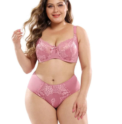 Bianca Plus Size Floral Lace Underwire Bra & Brief Set