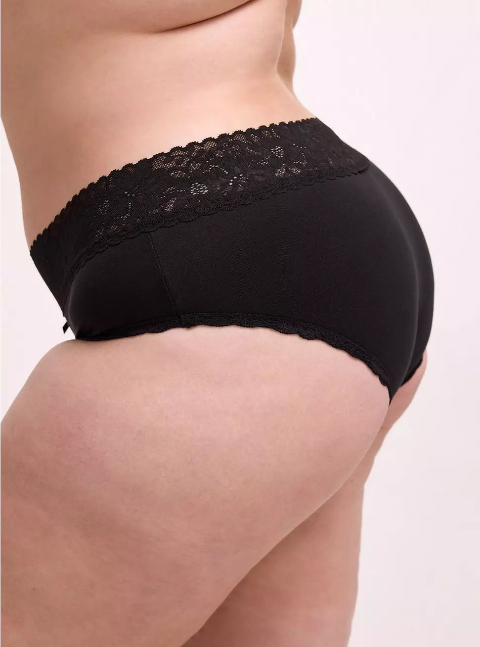 Cotton Mid-Rise Lace Trim Hipster Panty