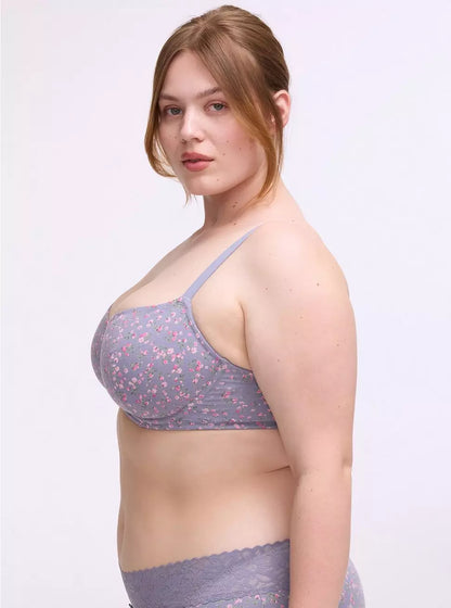 Women's CottonBloom Unlined Balconette Cotton Bra with Breathable Cotton Fabric