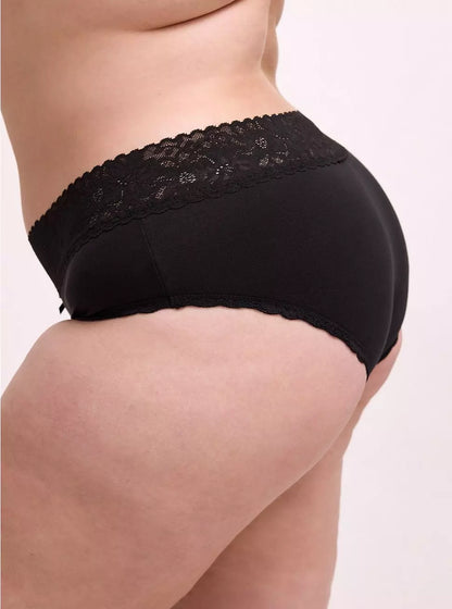 Women's CottonLuxe Mid-Rise Lace Trim Hipster Panty in Soft Cotton Blend