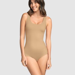 Leonisa Plunge Classic Sleeveless Shaper Bodysuit - Golden Beige